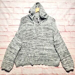 Soma WKND Sweater Womens Large Gray Hooded Pullover Marled Soft‎ Knit Lounge